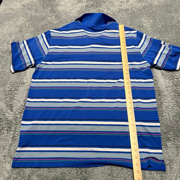Nike Golf Polo Shirt Mens Large Blue Striped  Performance Dri Fit - Picture 4 of 8